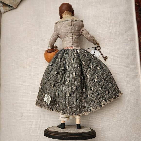 Nicol Sayre Handcrafted Folk Art Doll w/pumpkin caddy - Picture 4 of 9